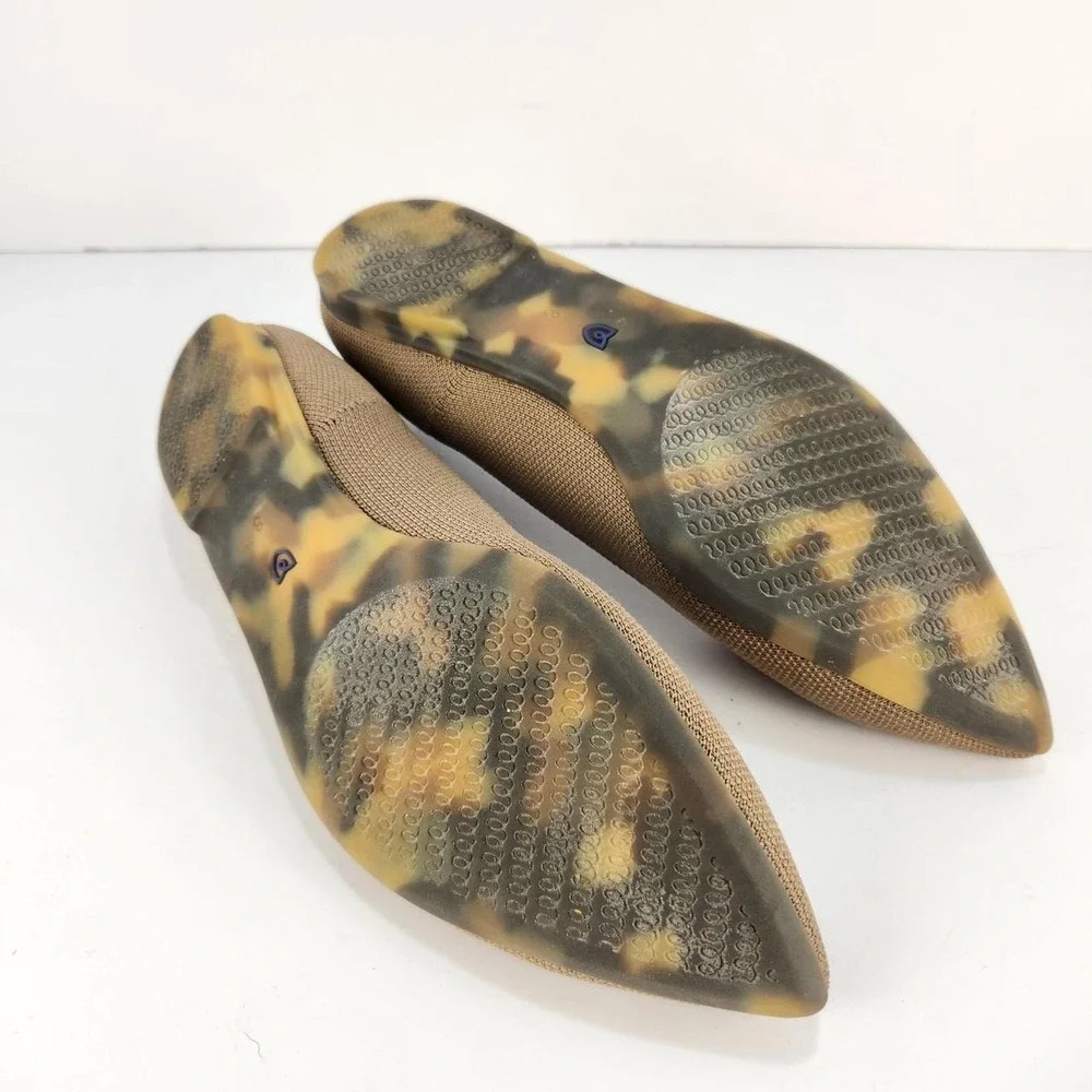 Rothy's Women's Size 8 Taupe Pointed Toe Knit Flats Comfortable Slip On Shoes